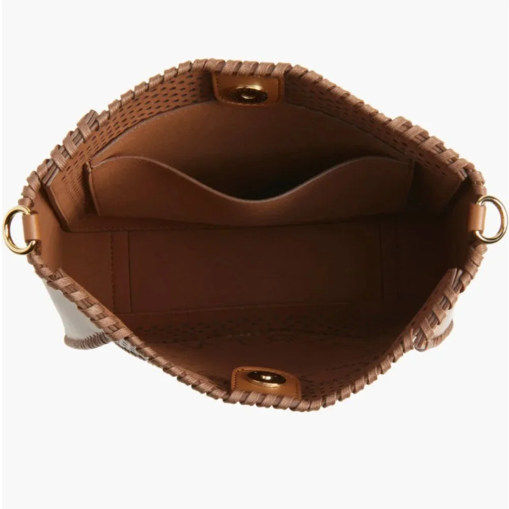 Stella McCartney Perforated Logo Faux Leather Crossbody Bag Cuoio Brown